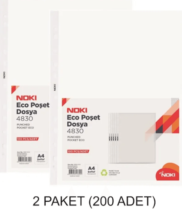 Noki Poşet Dosya A4 100'lük 2 Paket
