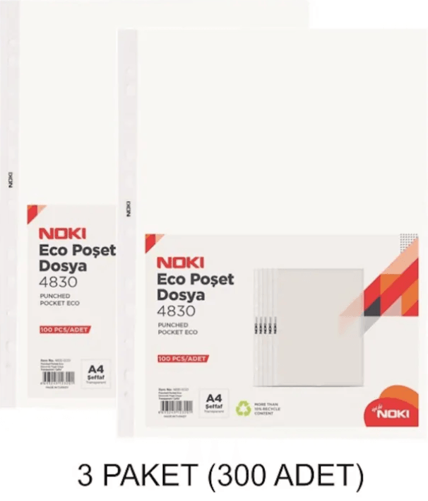 Noki Poşet Dosya A4 100'lük 3 Paket