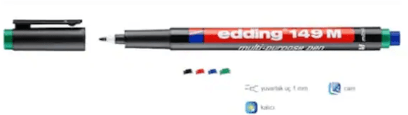 Edding 149 M Asetat Kalemi Silgili 10'lu Kutu Mavi