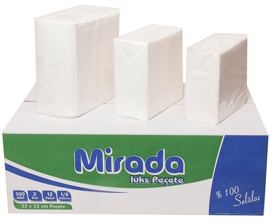 Garson Katlama Peçete 1/8 33x33 cm Çift Katlı 100'lü x 12 Paket