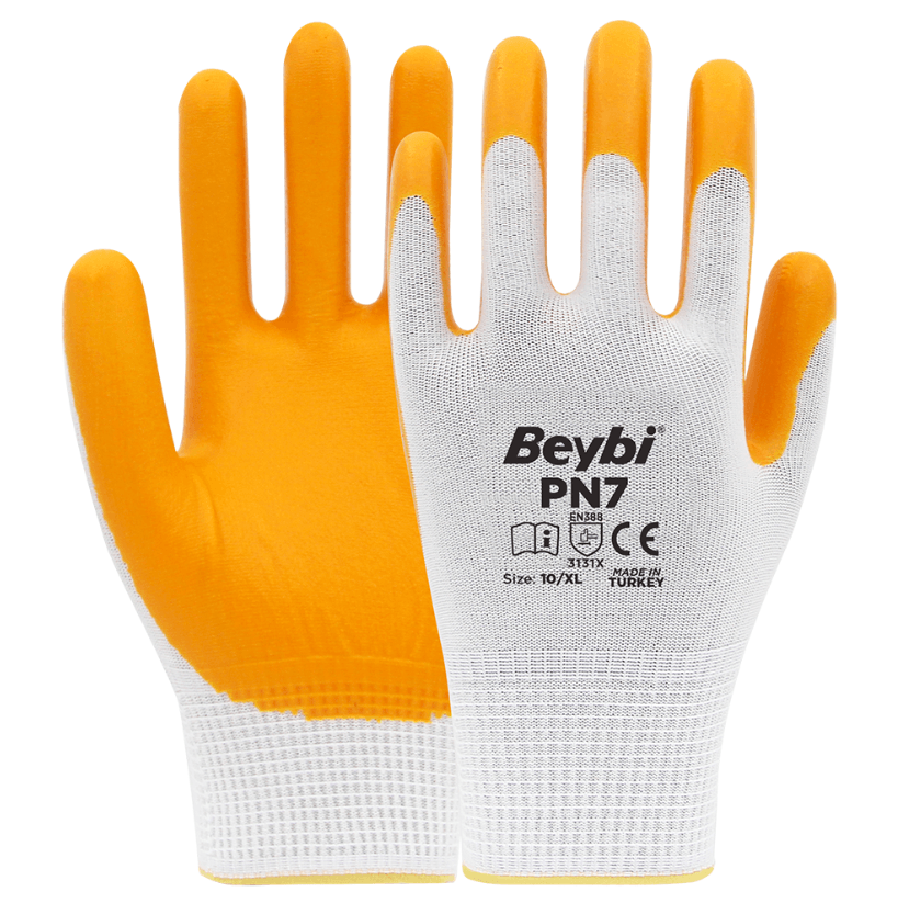 Polyester Örme Nitril Eldiven PN/7 Sarı - No:10