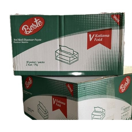 V Kat Dispenser Peçete İki Katlı 150'li 18 Paket