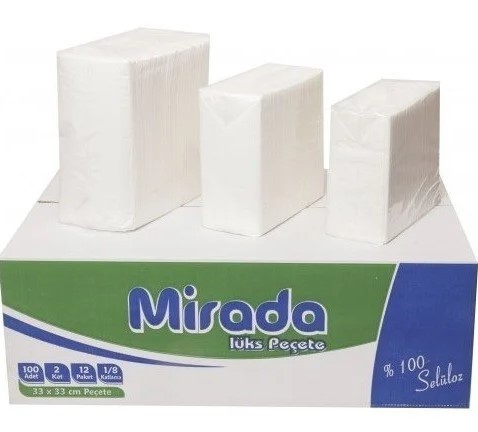 Garson Katlama Peçete 1/8 24x24 cm Çift Katlı 100'lü x 12 Paket