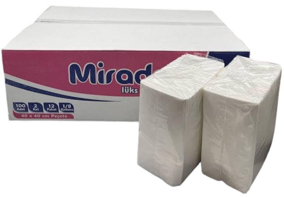 Garson Katlama Peçete 1/8 40x40 Çift Katlı 100'lü x 12 Paket