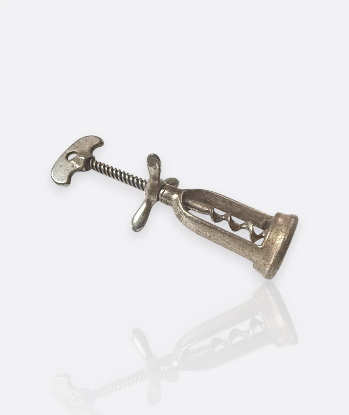 Antika Mekanizmalı Metal Tirbuşon – 1920’ler, Avrupa (Winged or Self-Pulling Corkscrew)