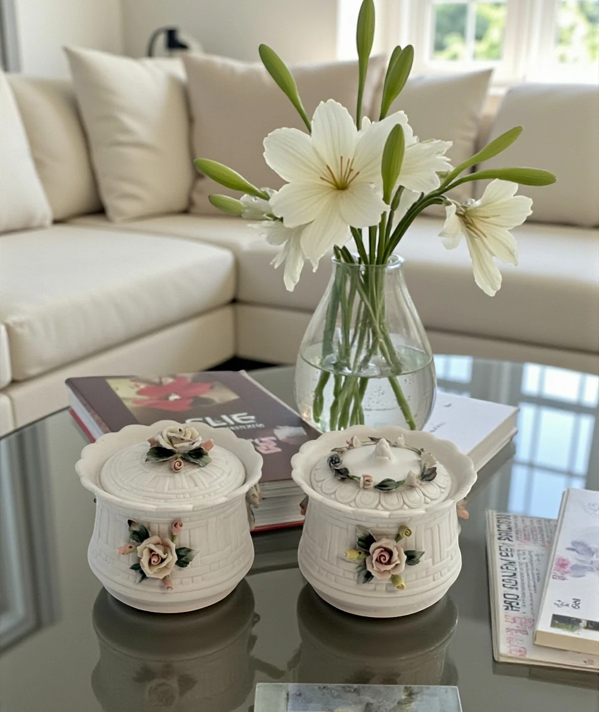 Capodimonte El İşçiliği Porselen Şekerlik Çifti – İtalya, 1950’ler