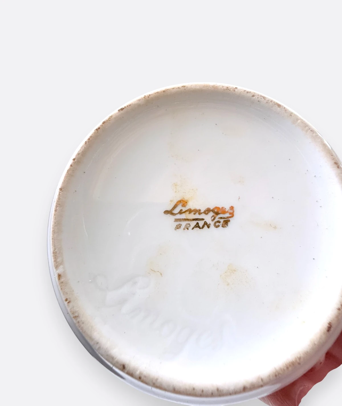 Limoges France Yeşil & Altın Yaldızlı Kapaklı Porselen Kutu 