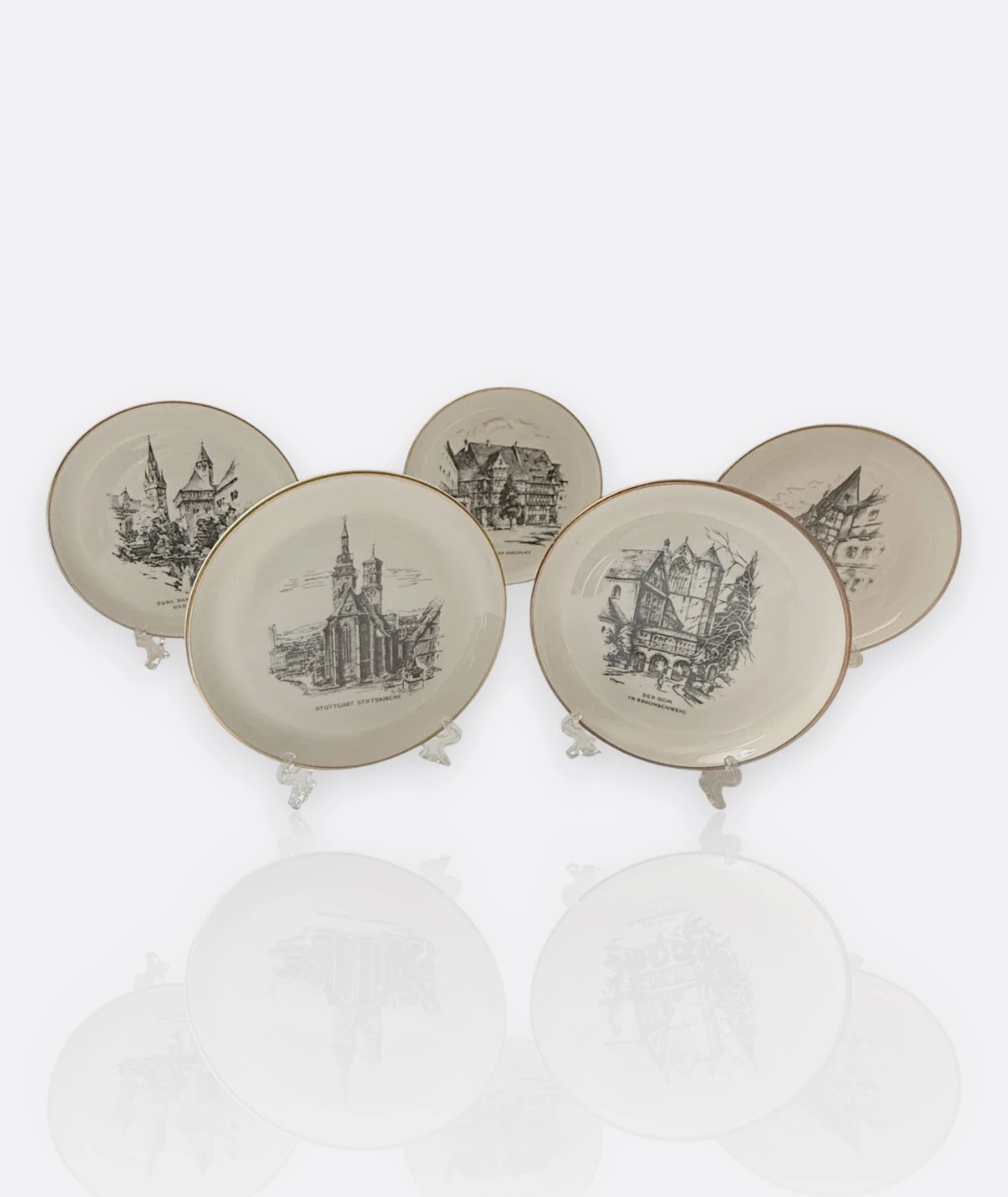 Rosenthal x Voigtländer Koleksiyonluk Porselen Tabak Serisi – Alman Mimari Gravürleri (5'li)