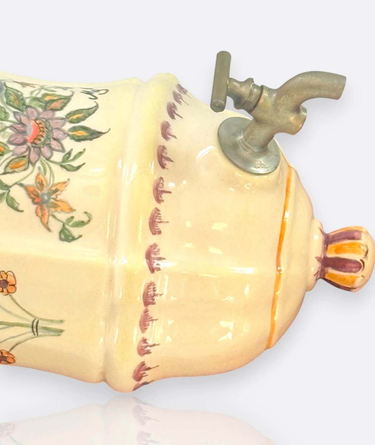 İngiliz Kuş Çeşmesi – El Boyaması Porselen & Ahşap Kaideli (19. yy Sonu - 20. yy Başları)