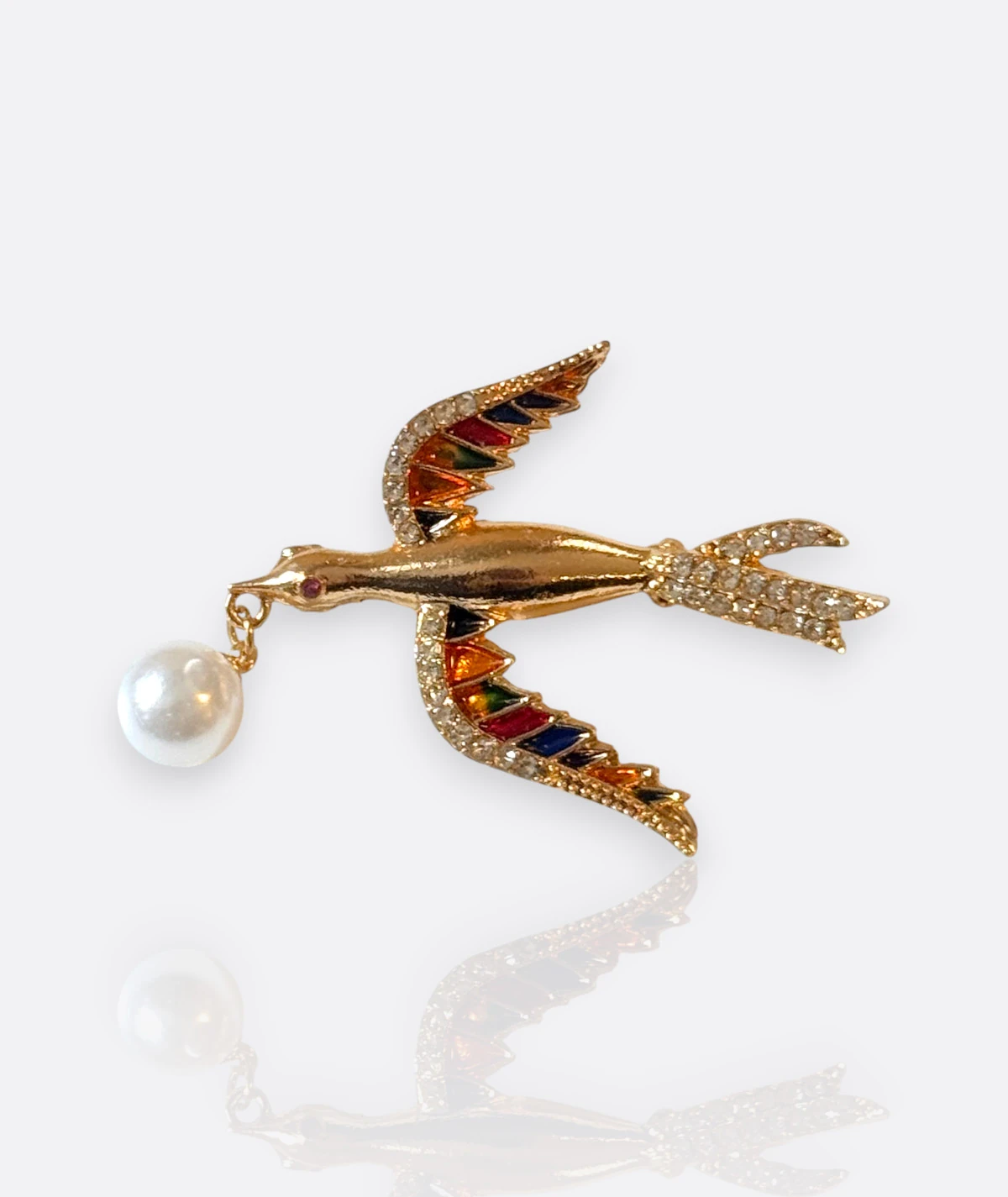 Uçan Kuş Broş –  İnci Detaylı Vintage Takı