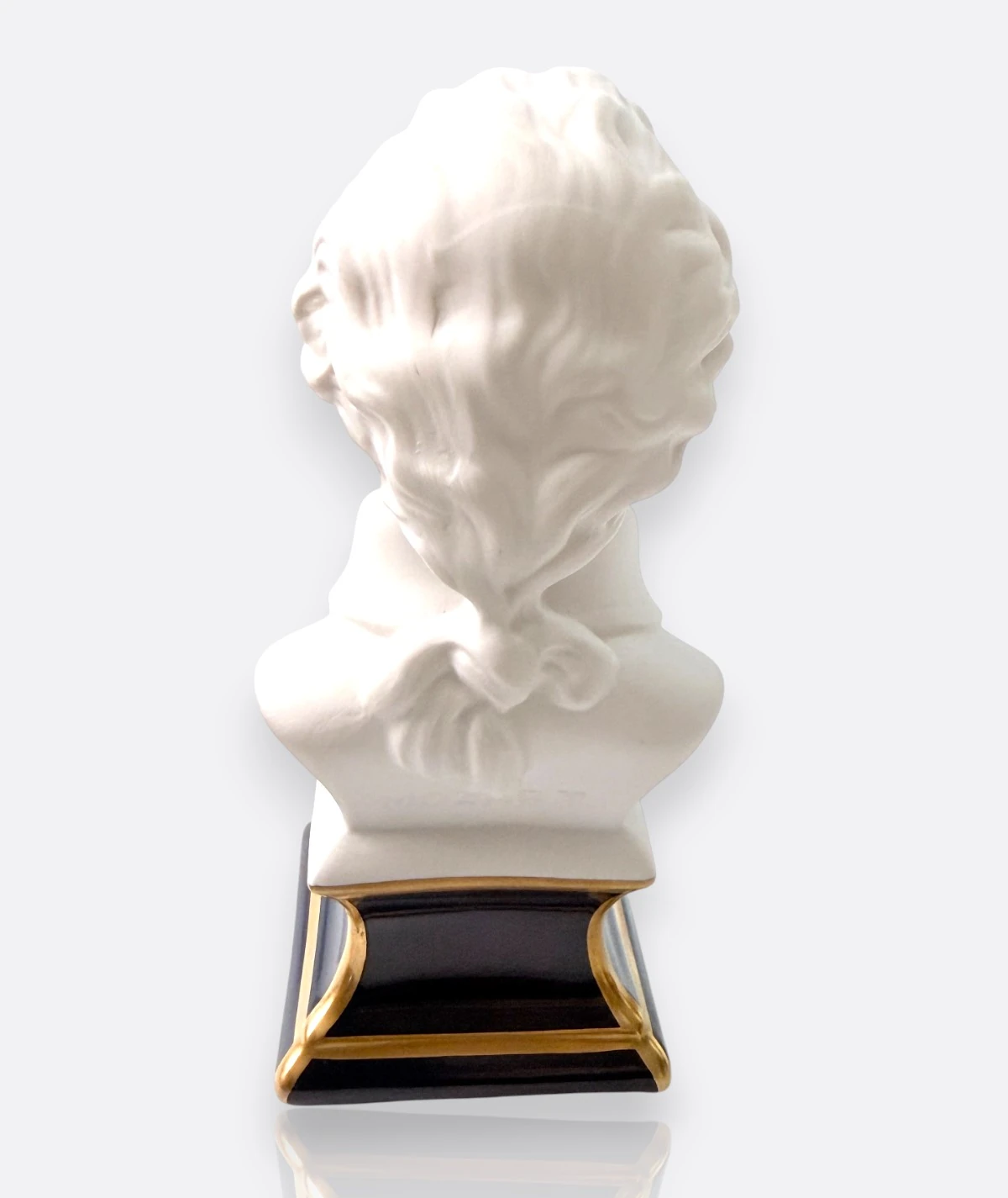 Porcelaines Tharaud Limoges “Mozart” Porselen Büst – Altın Yaldız Kaideli Koleksiyon Parçası