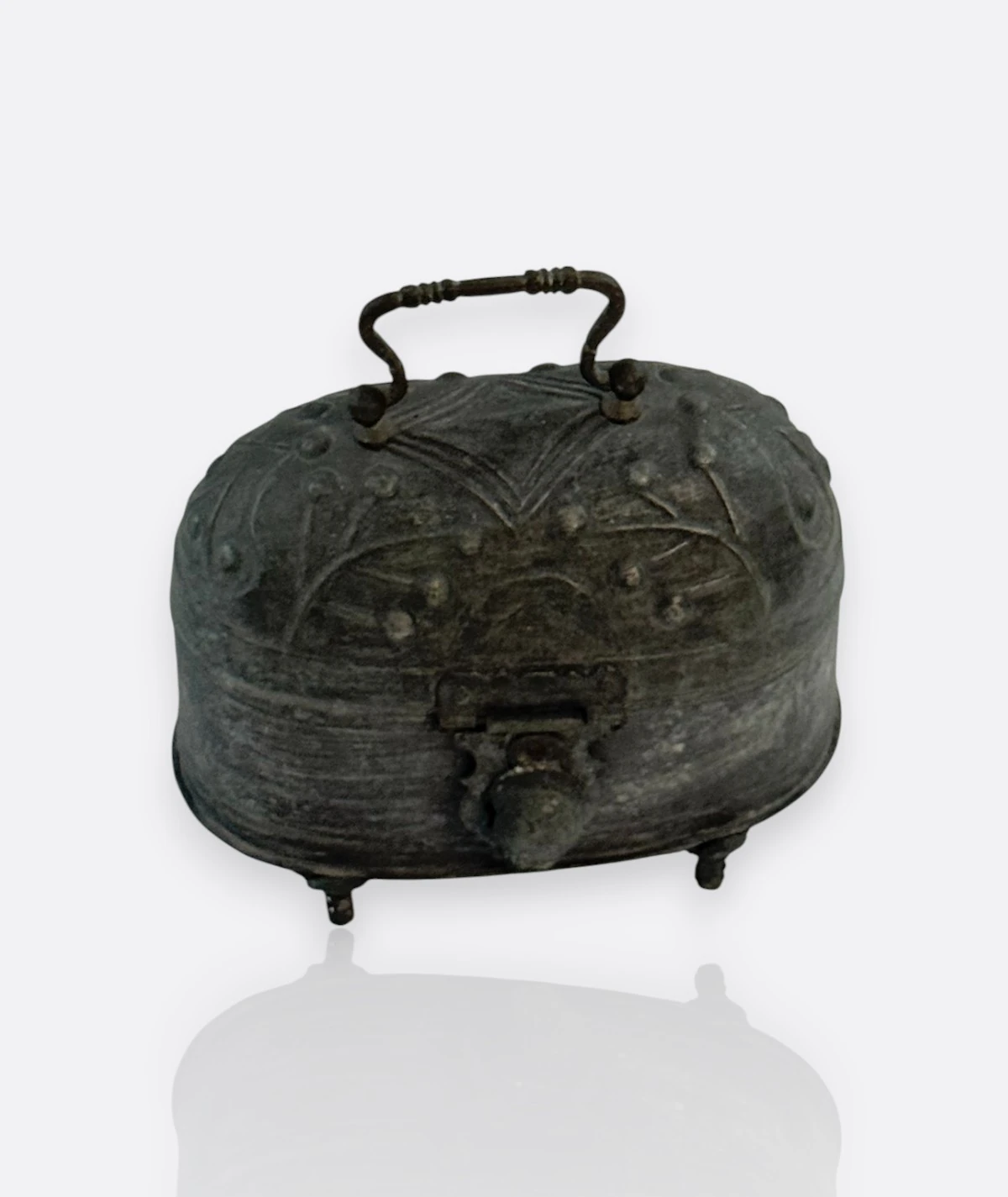 Osmanlı Dönemi El İşçiliği Metal Barutluk / Süs Kutusu – 19. Yüzyıl Sonu