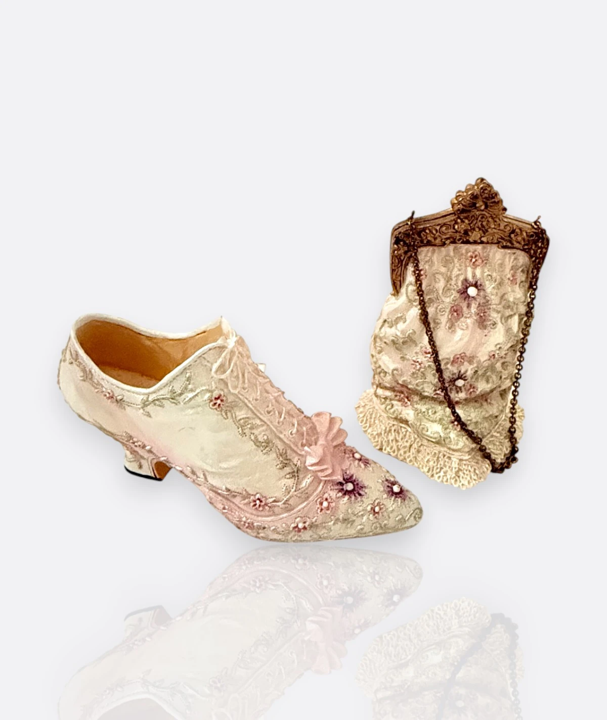 AVON Minyatür Ayakkabı ve Çanta Seti – Pink Rose Victorian Collection