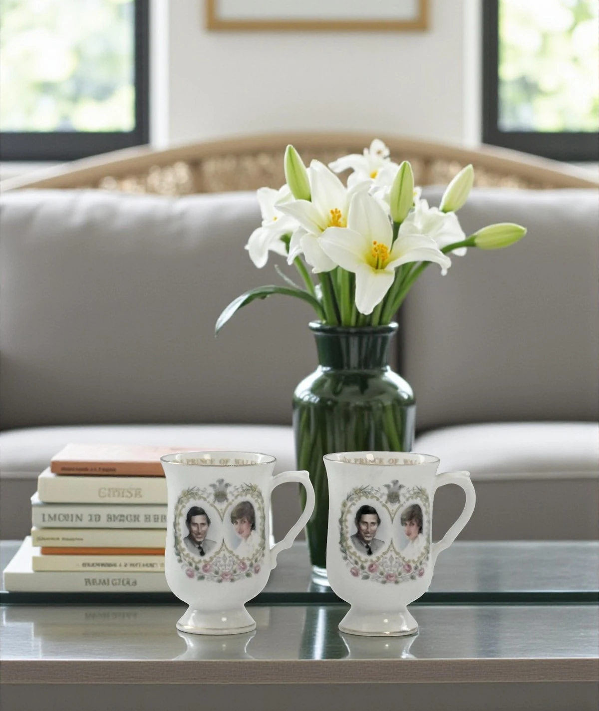 1981 Kraliyet Düğünü Hatıra 2'li Fincan Seti Crown Staffordshire England 