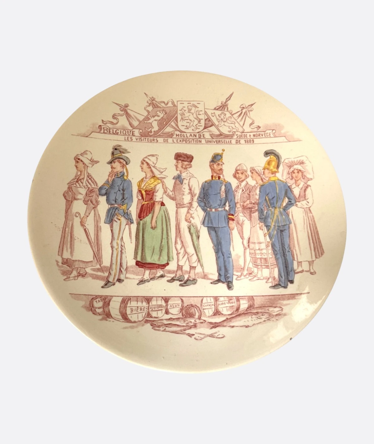 “Les Visiteurs de l’Exposition Universelle” 1889–1900 Koleksiyon Seramik Tabak Seti (8’li) Fransa, Saint Amand & Hamages – Antika Koleksiyon Serisi