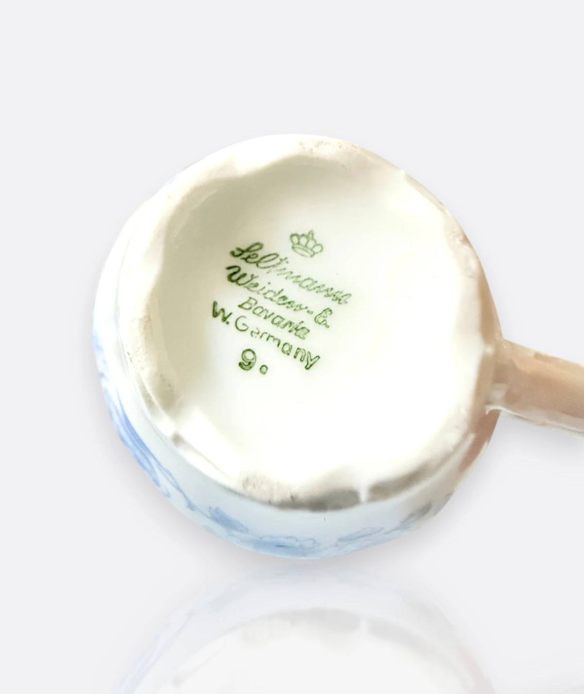 Leitmann Bavaria “Theresia” Kahve Fincan Takımı (2’li) – Mavi Beyaz Altın Yaldızlı Porselen, W. Germany