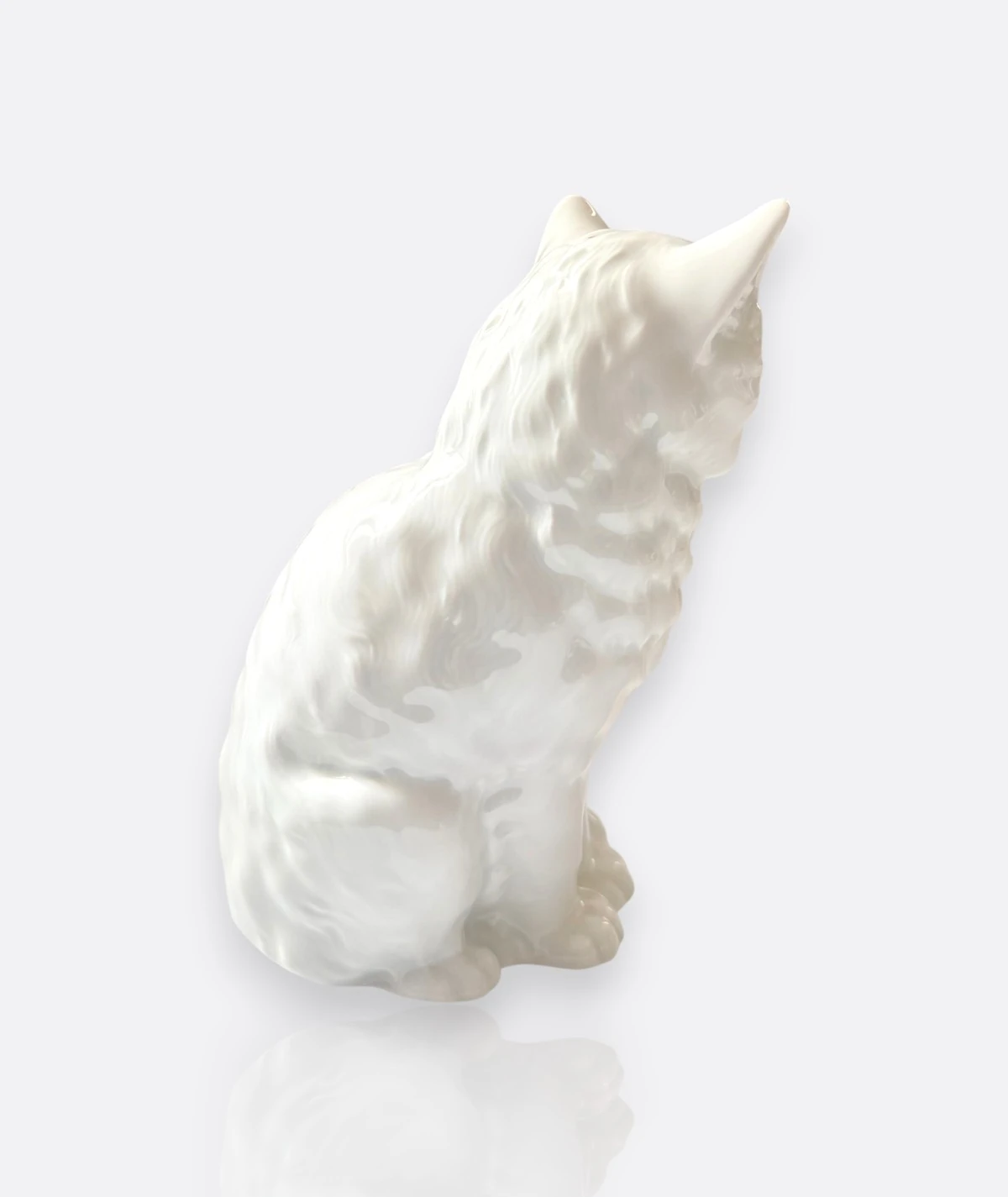 Herend – El Yapımı Porselen Beyaz Kedi Figür (Macaristan, 20. yy)
