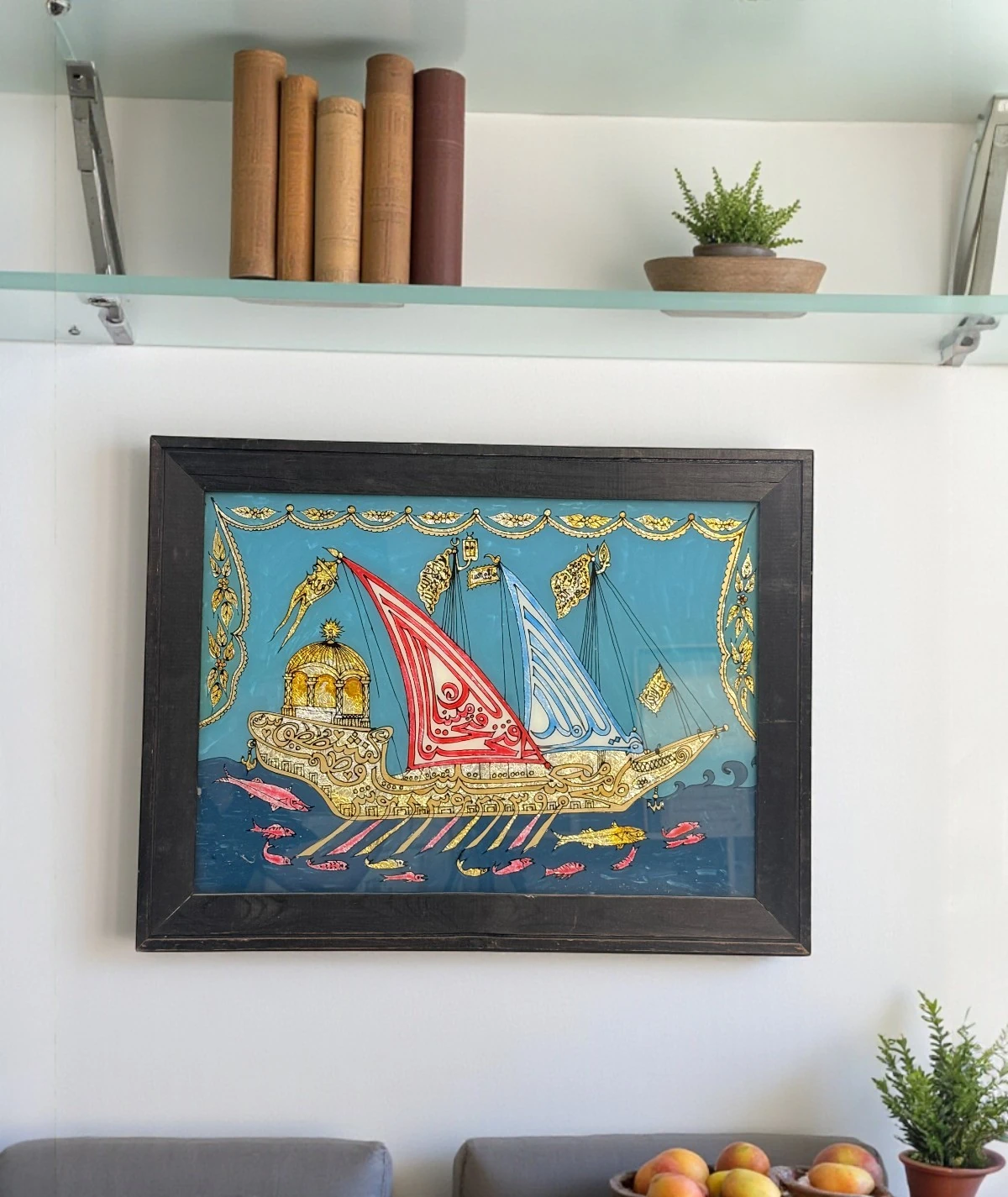 Cam Altı Osmanlı Kadırgası – Hat Sanatıyla Süslenmiş (20. Yüzyıl)