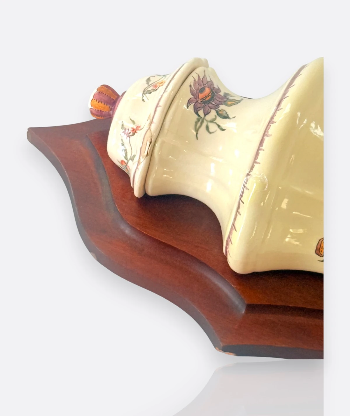 İngiliz Kuş Çeşmesi – El Boyaması Porselen & Ahşap Kaideli (19. yy Sonu - 20. yy Başları)