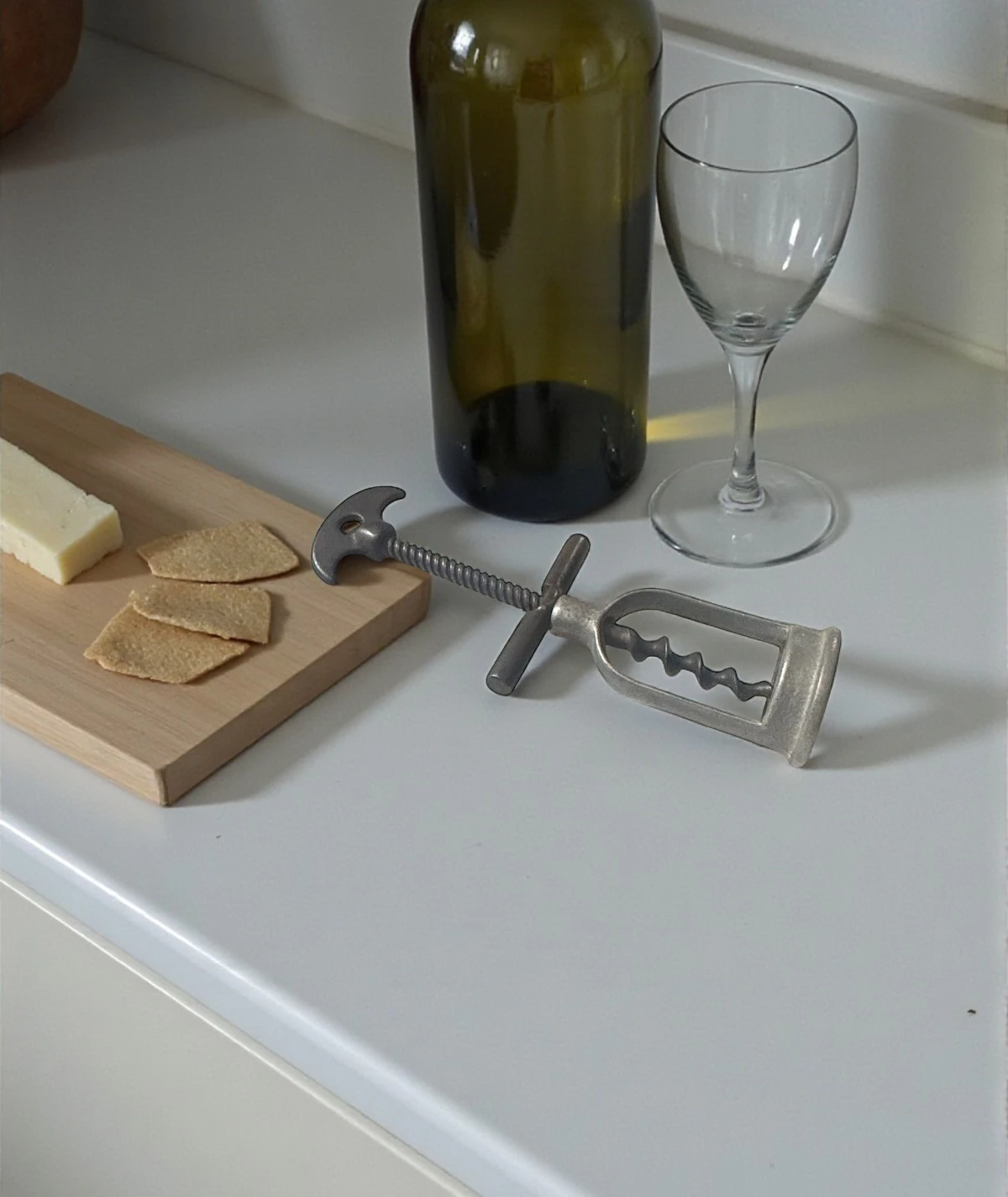 Antika Metal “Bat Wing” Tirbuşon – 20. Yüzyıl Başları, Avrupa (Wing Handle Corkscrew)