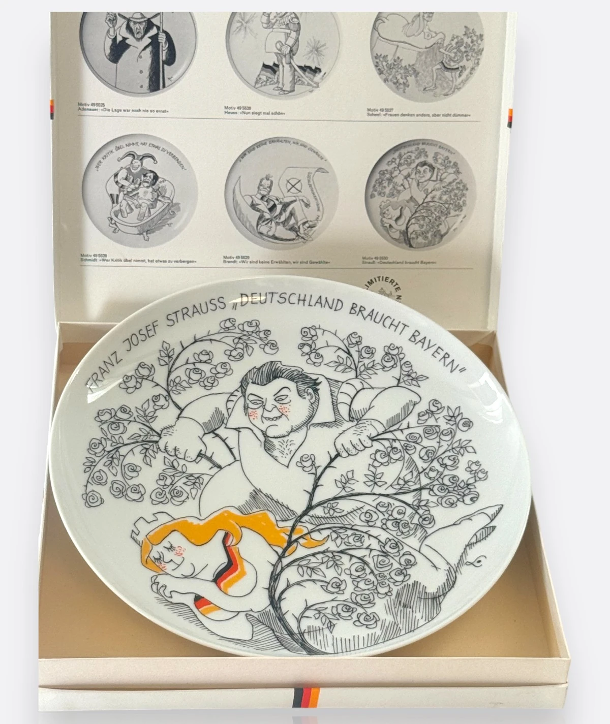 Rosenthal “Teller-Satire” – Ernst Maria Lang (Franz Josef Strauss) – Limitierte Edition Tabak