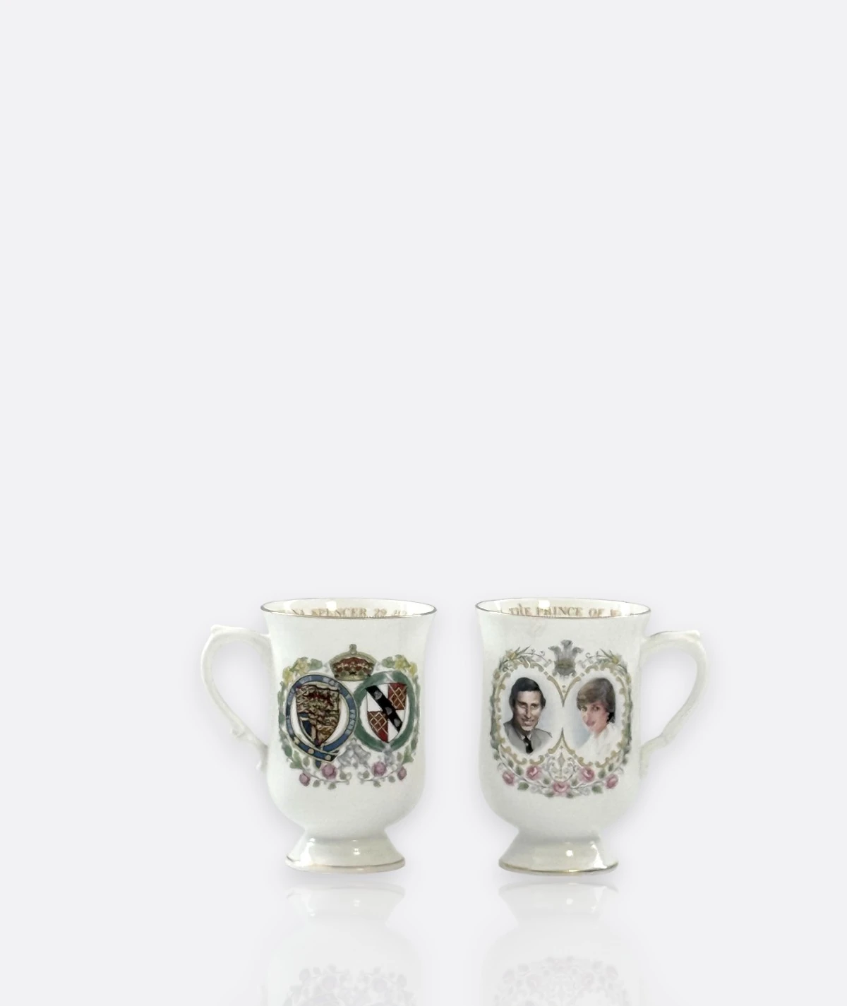 1981 Kraliyet Düğünü Hatıra 2'li Fincan Seti Crown Staffordshire England 