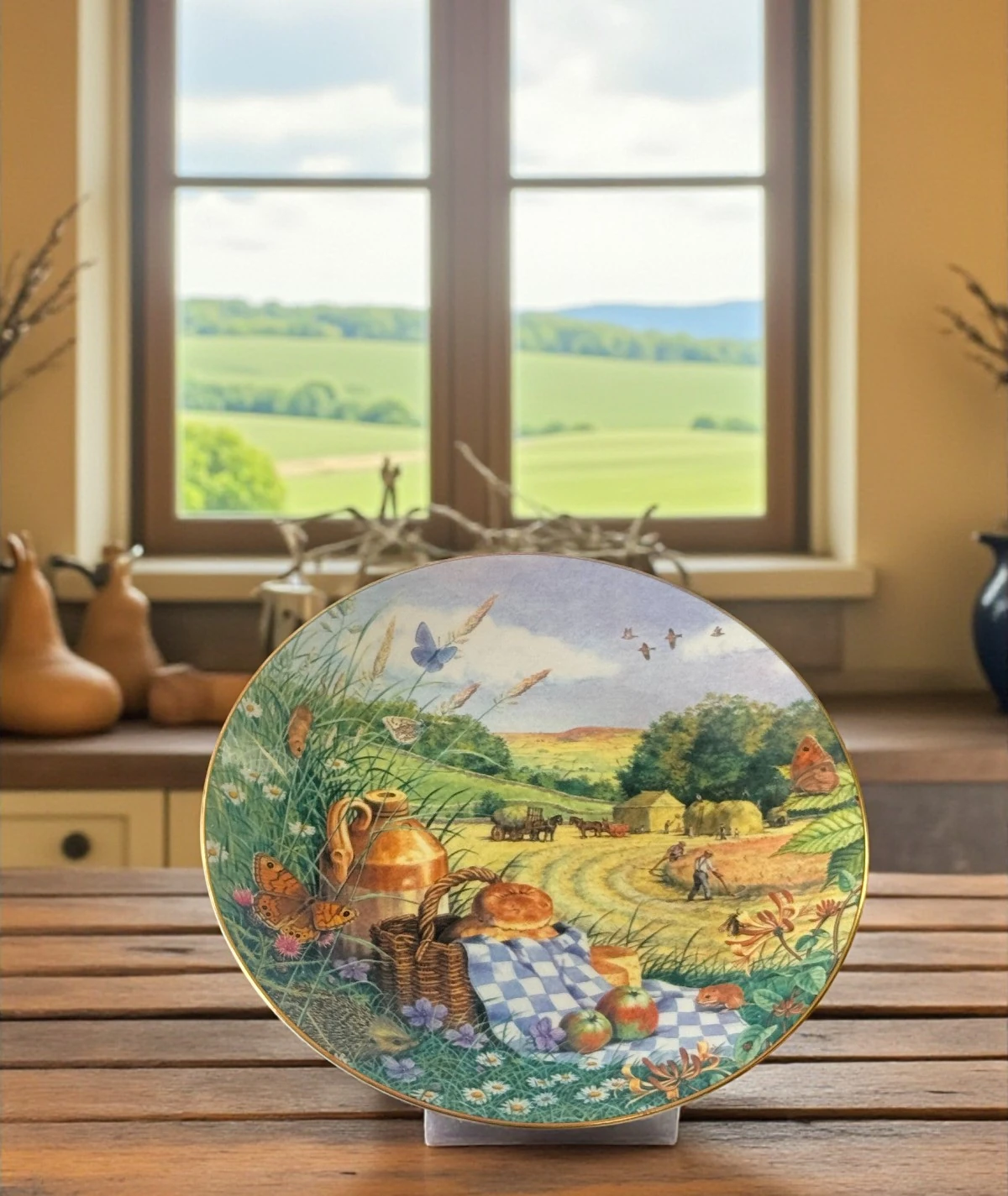 Royal Worcester – “Hay Harvest” (1988) All Creatures Great and Small Serisi – Temmuz Ayı