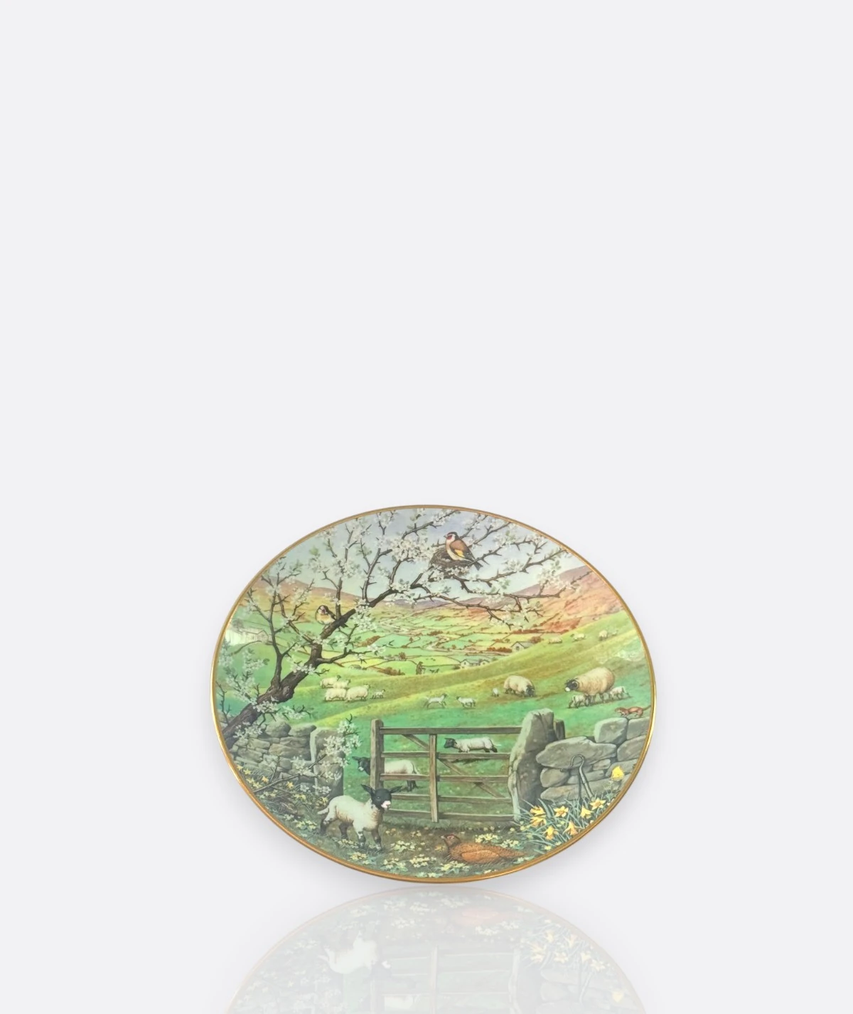 Royal Worcester – “Lambing Pastures” (1987) All Creatures Great and Small Serisi – Nisan Ayı