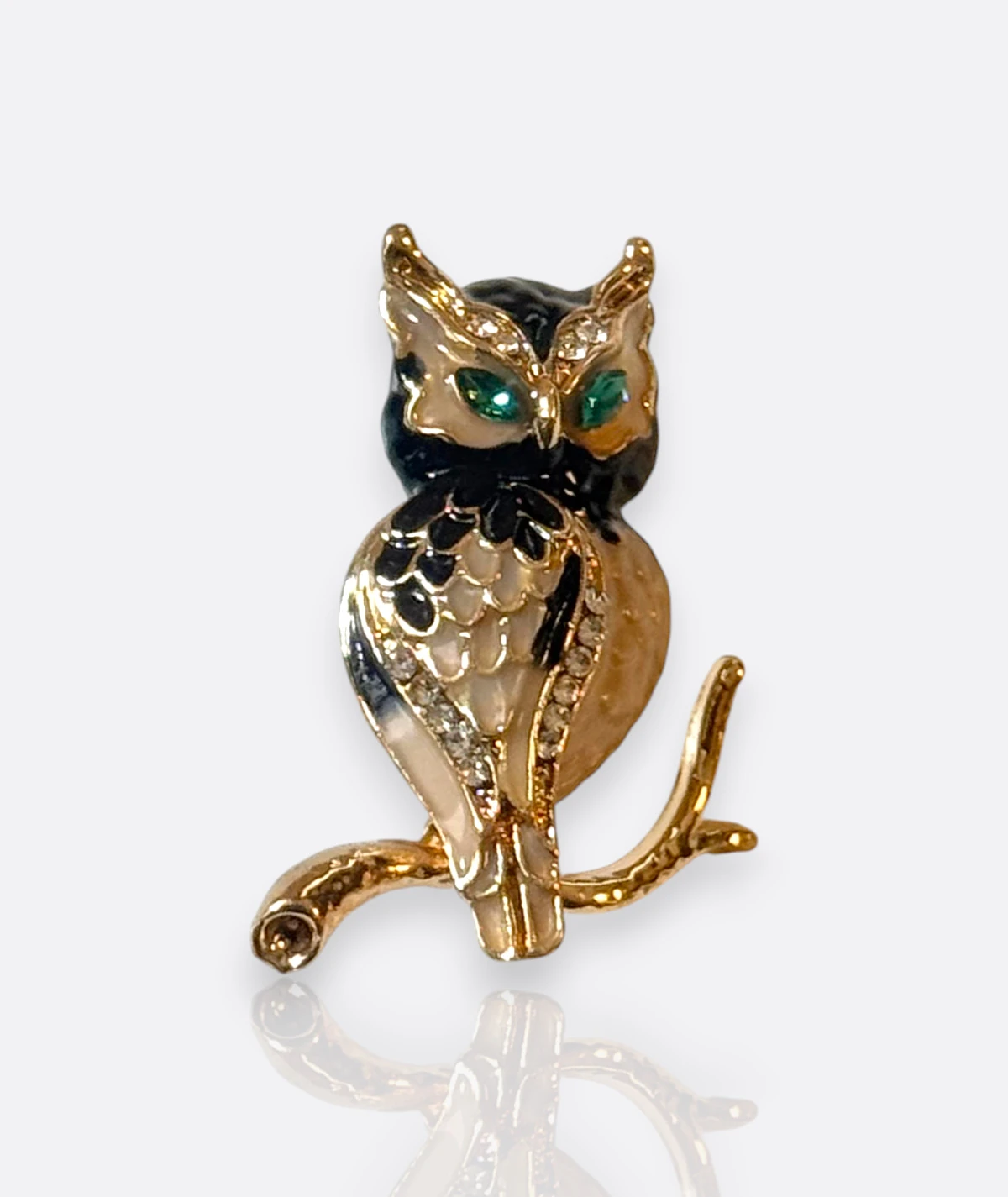 Baykuş Broş – Taş Detaylı Vintage Takı