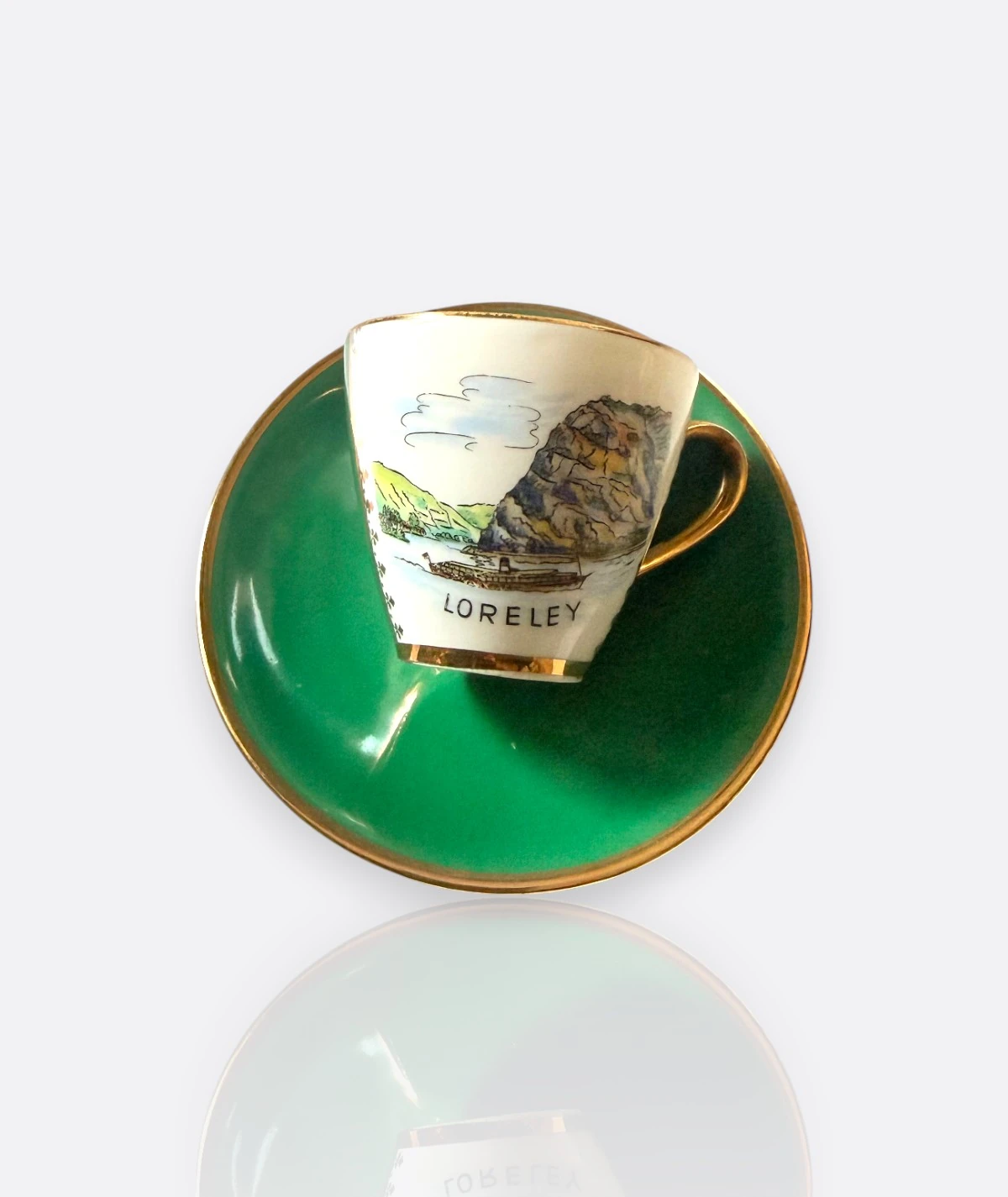 Vintage Schirnding Bavaria – Loreley Altın Yaldızlı Fincan & Tabak (Germany)