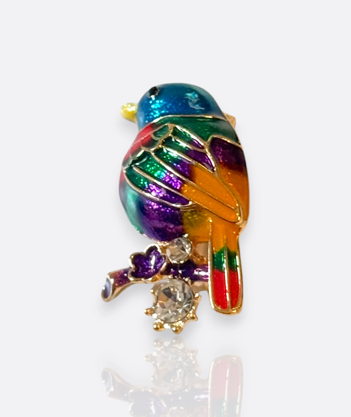 Renkli Kuş Broş – Emaye & Taşlı Vintage Takı