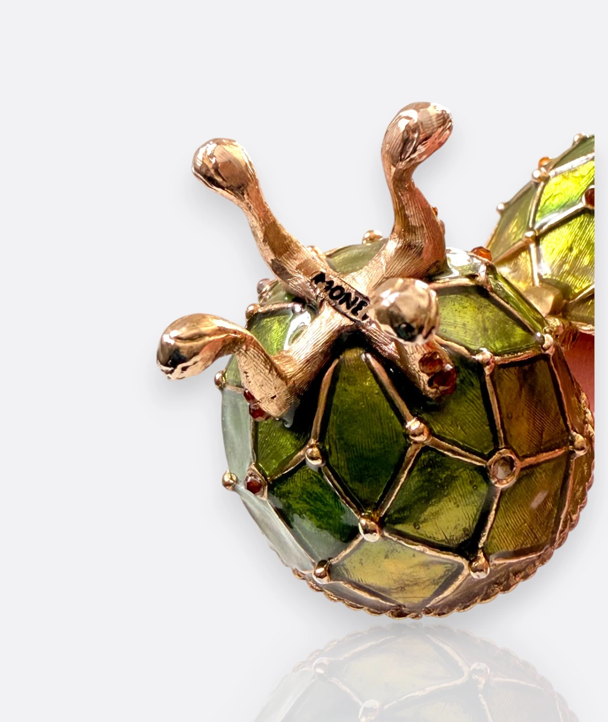 MONE Yeşil Mine İşlemeli Fabergé Tarzı Mücevher / Yüzük Kutusu