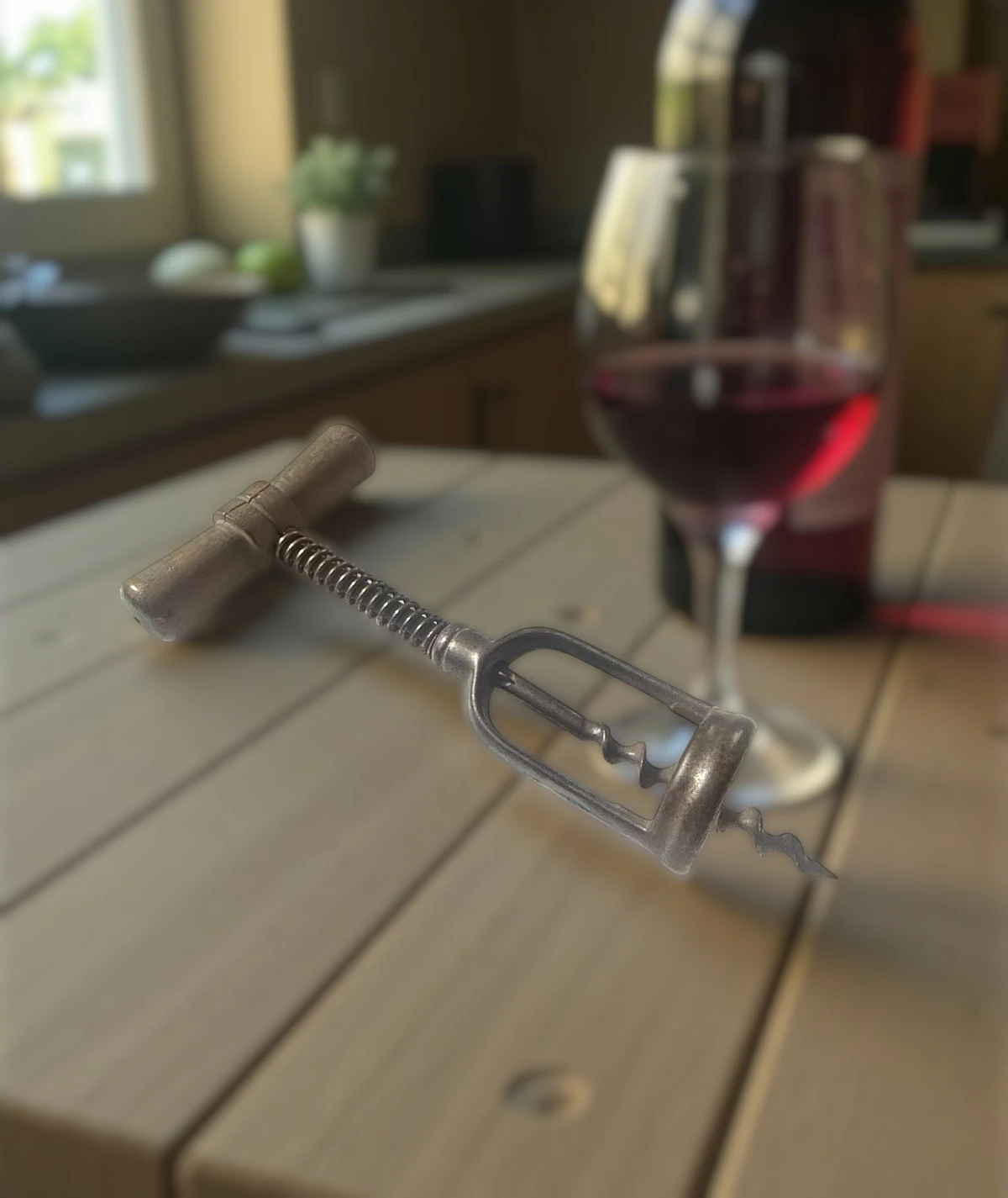 Antika Tam Metal Tirbuşon – Erken 20. Yüzyıl Fransız / Alman Şarap Açacağı (Cage Type)