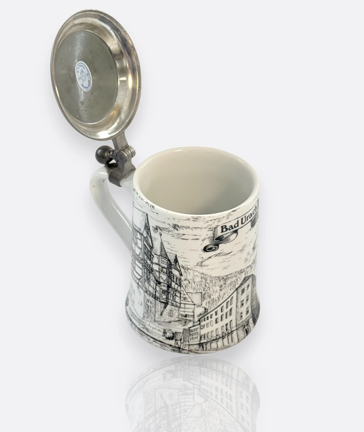 Seltmann Weiden – Dr. E. Merkle Atelier El Yapımı Kapaklı Bira Kupası  Tankart (Almanya)