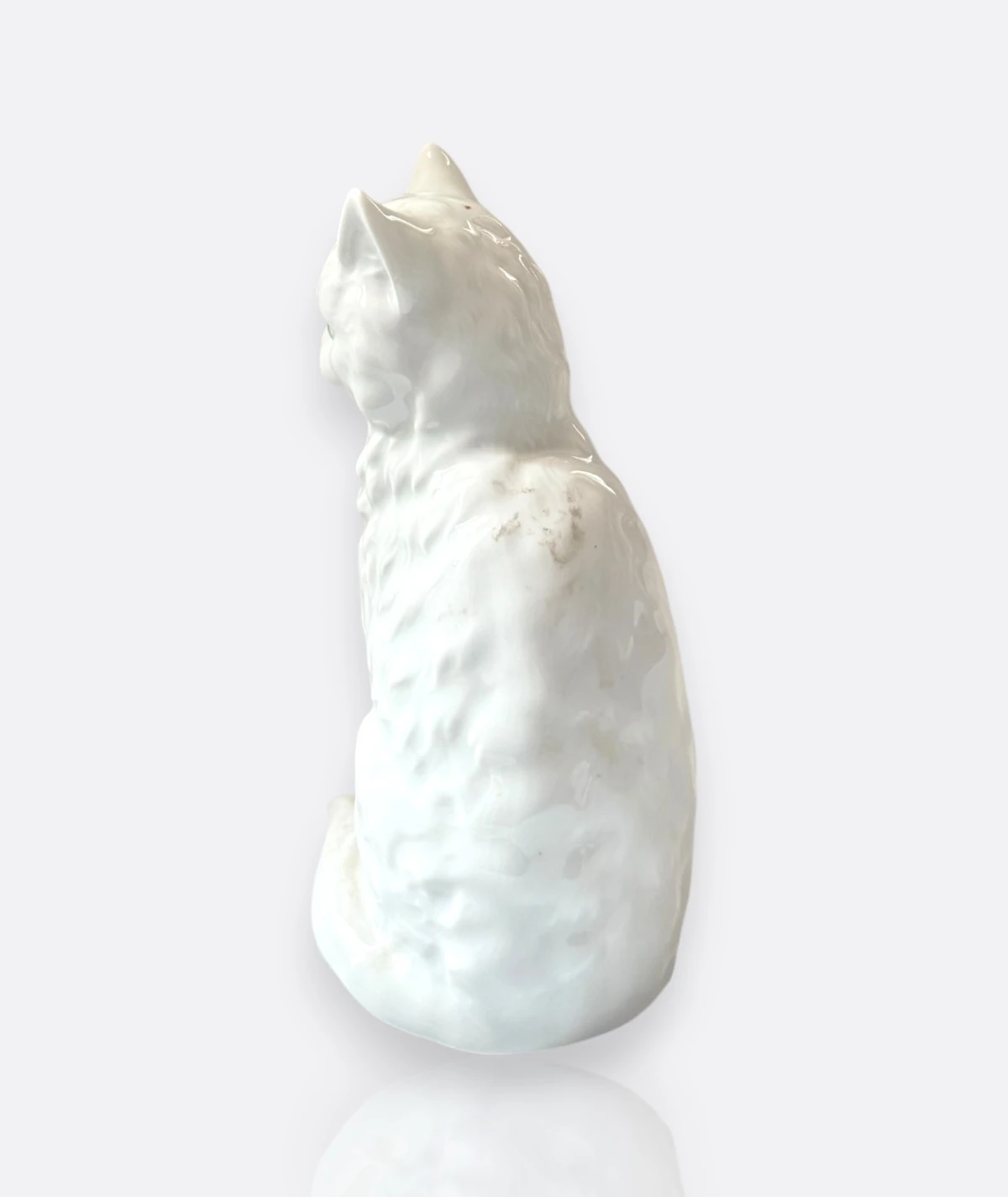 Herend – El Yapımı Porselen Beyaz Kedi Figür (Macaristan, 20. yy)