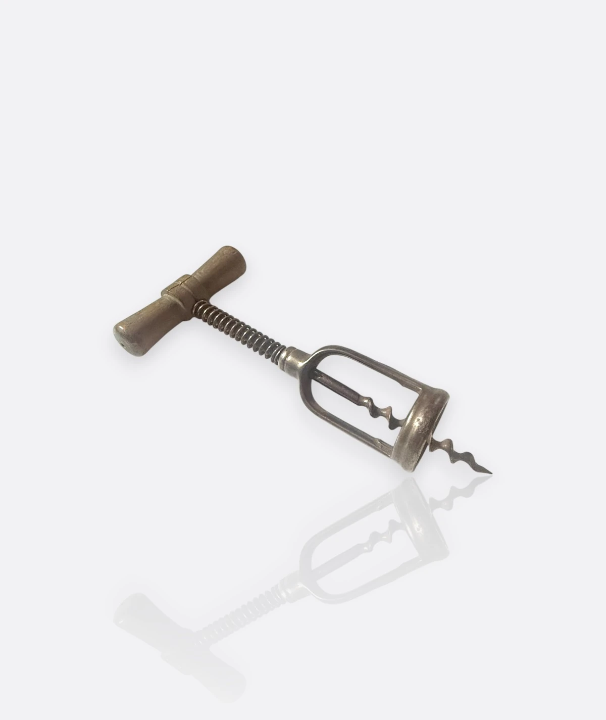 Antika Tam Metal Tirbuşon – Erken 20. Yüzyıl Fransız / Alman Şarap Açacağı (Cage Type)