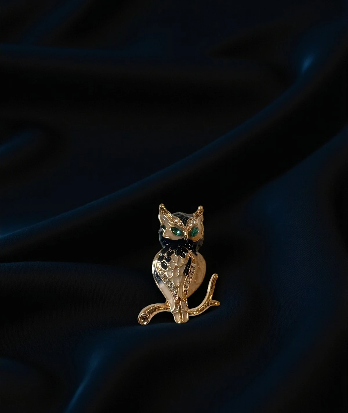 Baykuş Broş – Taş Detaylı Vintage Takı