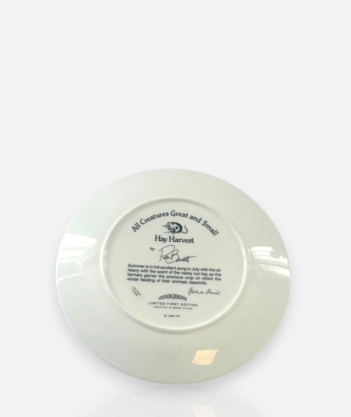 Royal Worcester – “Hay Harvest” (1988) All Creatures Great and Small Serisi – Temmuz Ayı