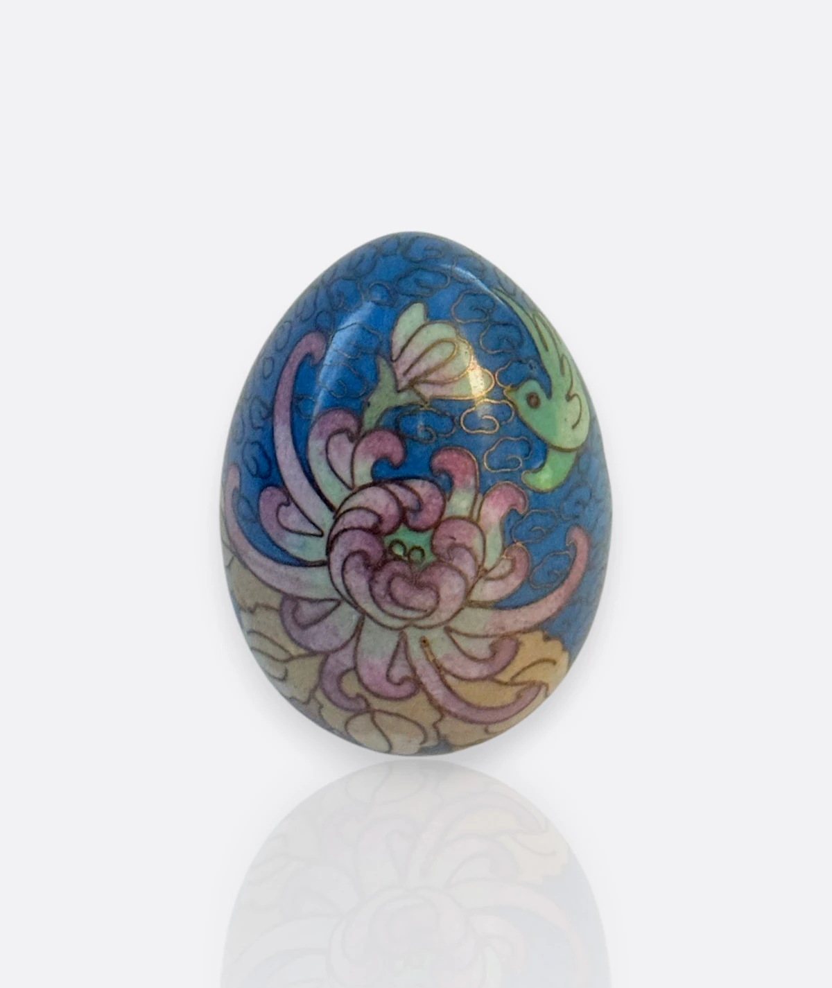 Cloisonné El İşçiliği Mine Yumurta – Mavi Lotus Desenli (1970’ler, Çin)