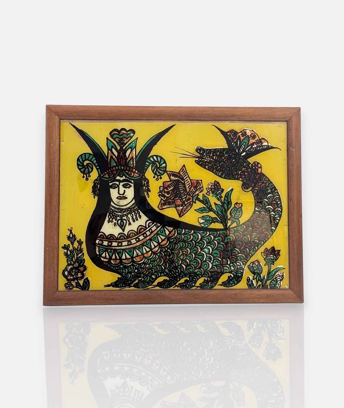 Cam Altı Şahmeran Tablosu – 20. Yüzyıl Anadolu Halk Sanatı