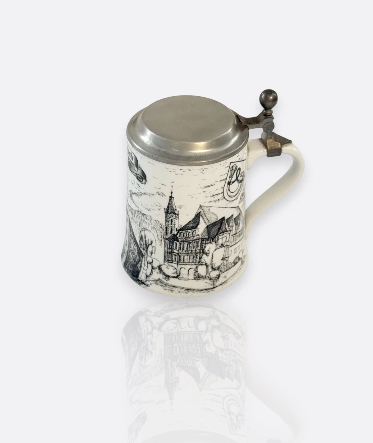 Seltmann Weiden – Dr. E. Merkle Atelier El Yapımı Kapaklı Bira Kupası  Tankart (Almanya)