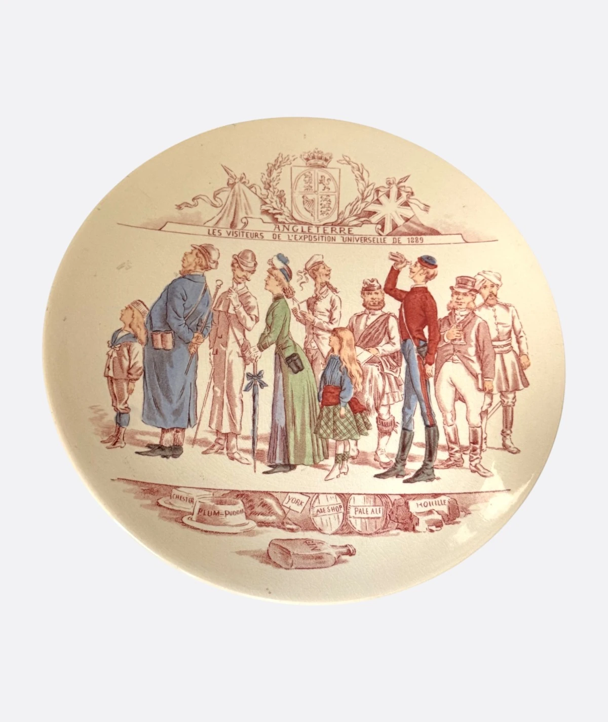 “Les Visiteurs de l’Exposition Universelle” 1889–1900 Koleksiyon Seramik Tabak Seti (8’li) Fransa, Saint Amand & Hamages – Antika Koleksiyon Serisi