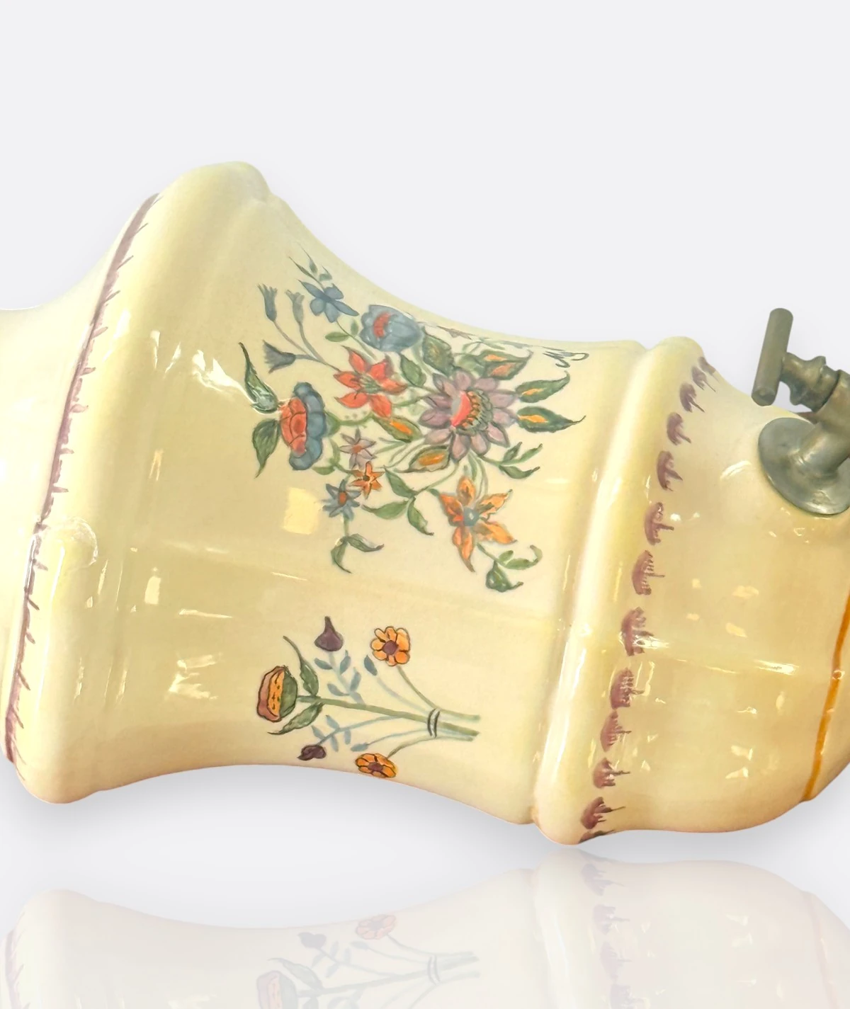 İngiliz Kuş Çeşmesi – El Boyaması Porselen & Ahşap Kaideli (19. yy Sonu - 20. yy Başları)