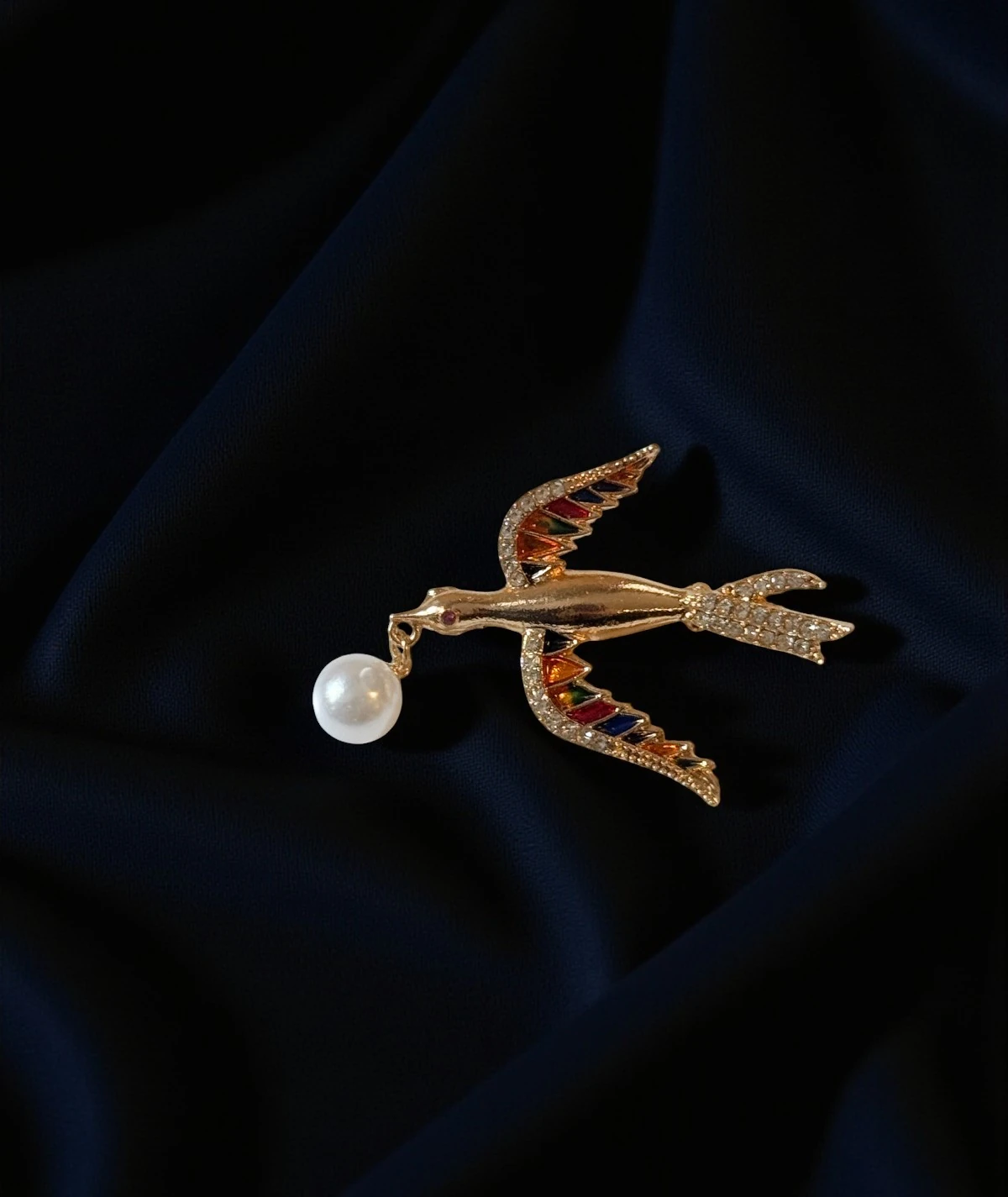 Uçan Kuş Broş –  İnci Detaylı Vintage Takı