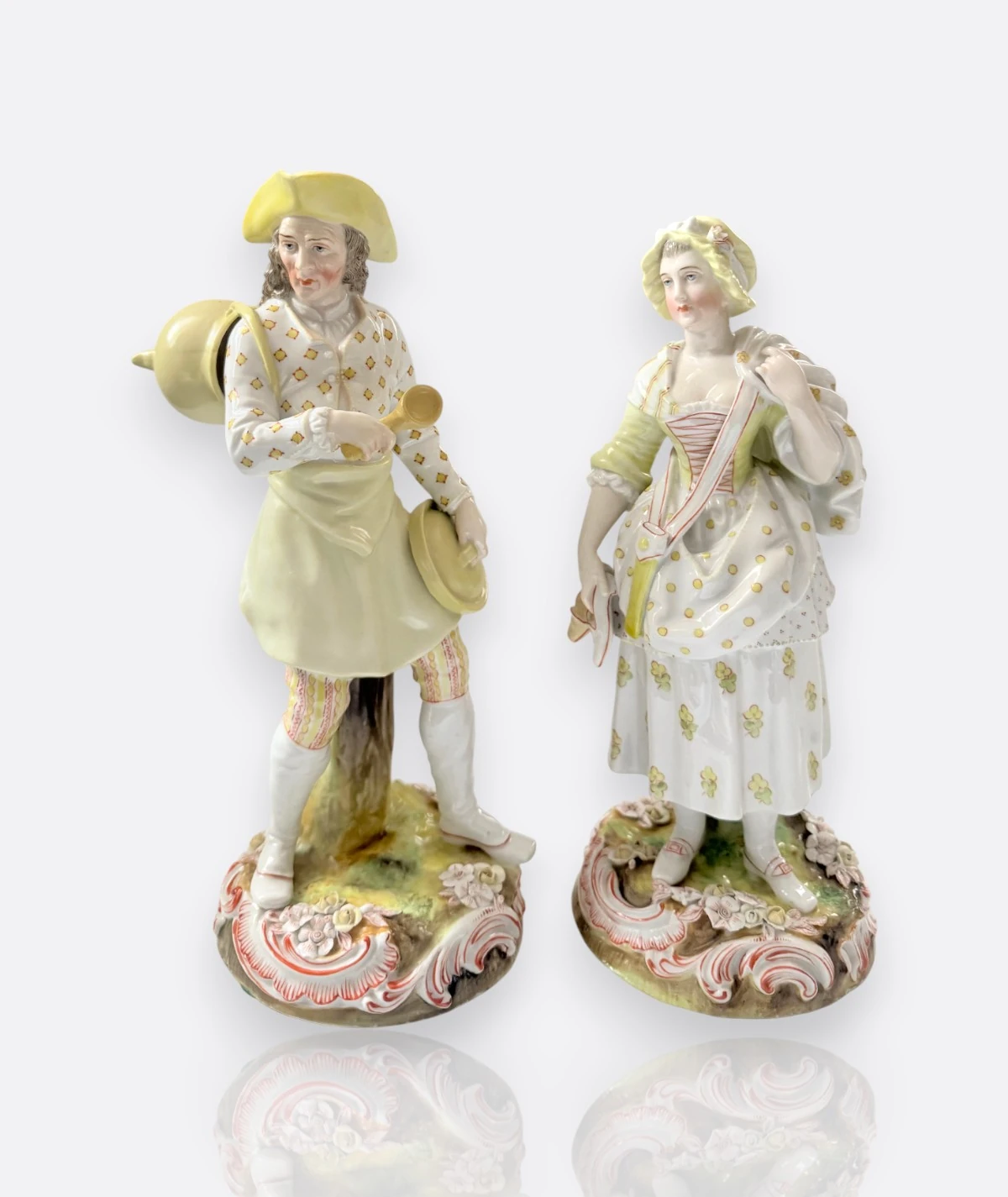 Rudolstadt Volkstedt Çoban Erkek ve Çoban Kız Figürleri – Almanya, 19. Yüzyıl Sonu