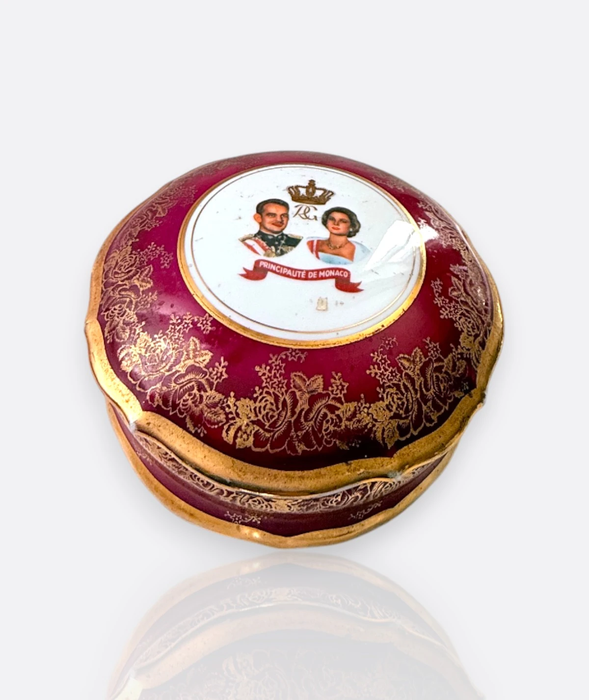 Limoges France “Principauté de Monaco” Grace Kelly & Prens Rainier III Koleksiyon Porselen Kutu