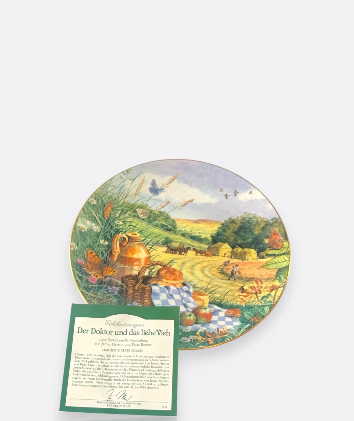 Royal Worcester – “Hay Harvest” (1988) All Creatures Great and Small Serisi – Temmuz Ayı