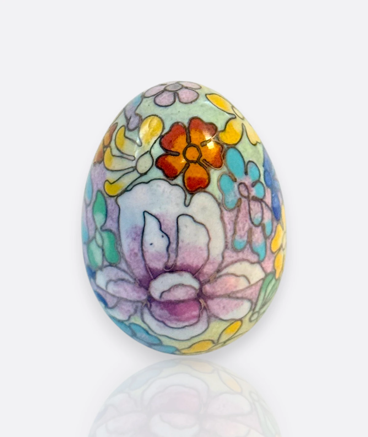 Pastel Çiçekli Cloisonné Yumurta – Çin, 1960–1980