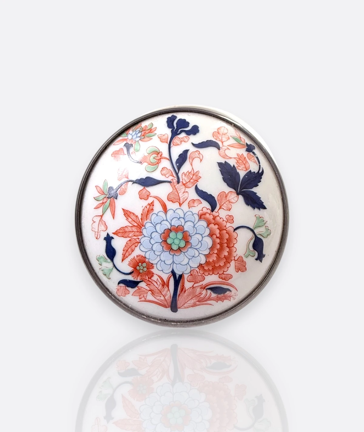 Limoges France El Dekoru Imari Tarzı Kapaklı Porselen Kutu