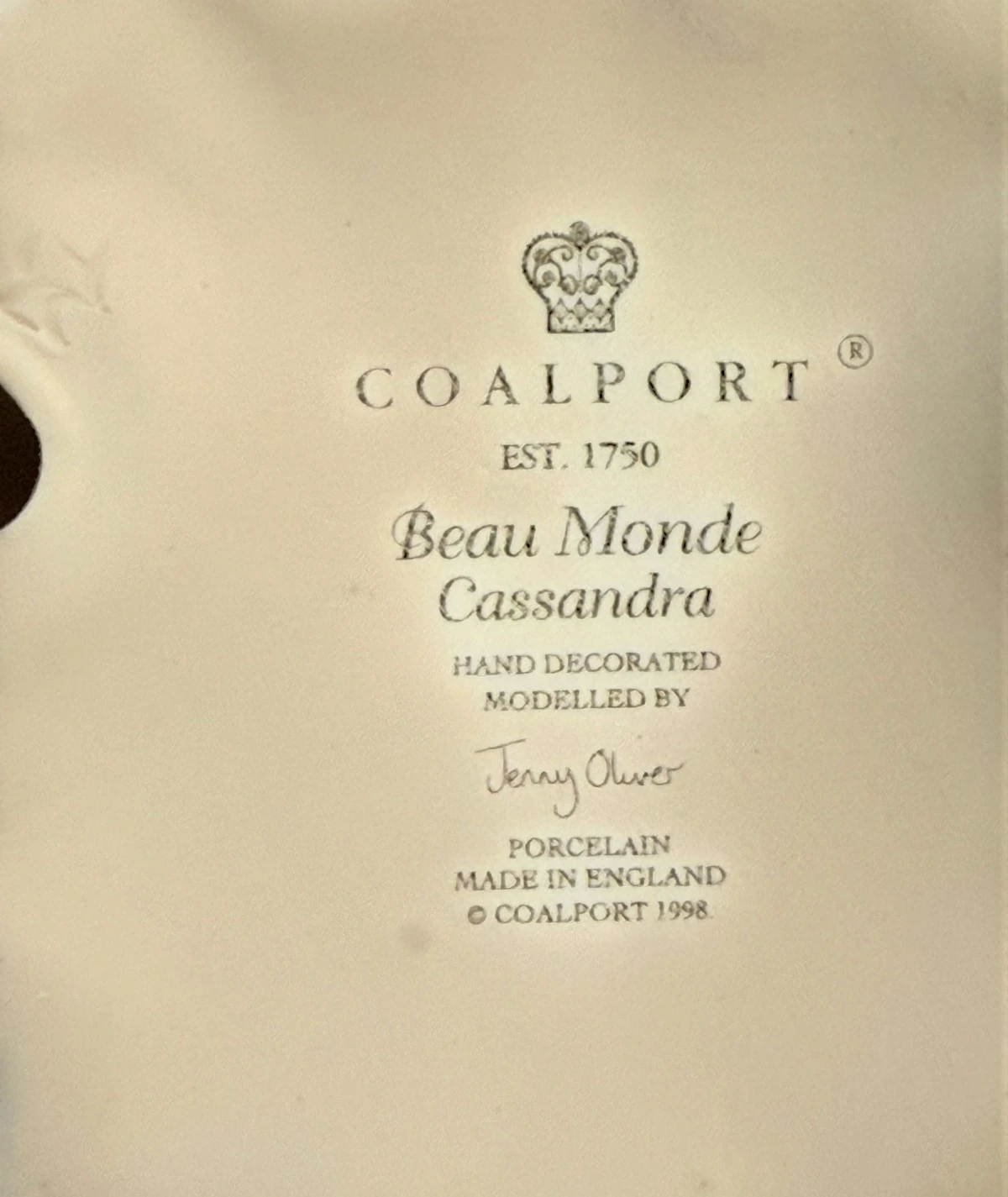 Coalport “Beau Monde – Cassandra” Porselen Figür (Jenny Oliver, 1998)